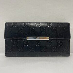 Gucci Guccissima Margaux Black Calfskin Leather Continental Wallet - Preowned